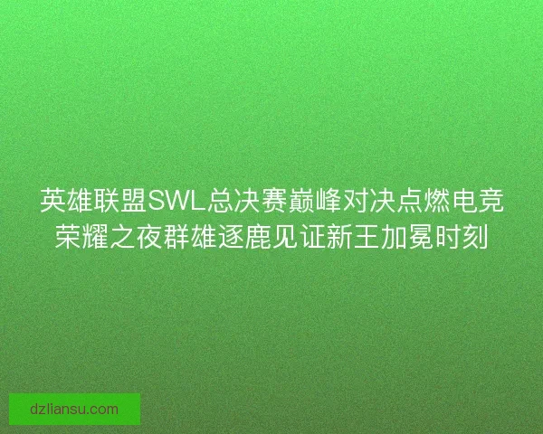 英雄联盟SWL总决赛巅峰对决点燃电竞荣耀之夜群雄逐鹿见证新王加冕时刻