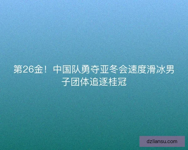 第26金！中国队勇夺亚冬会速度滑冰男子团体追逐桂冠